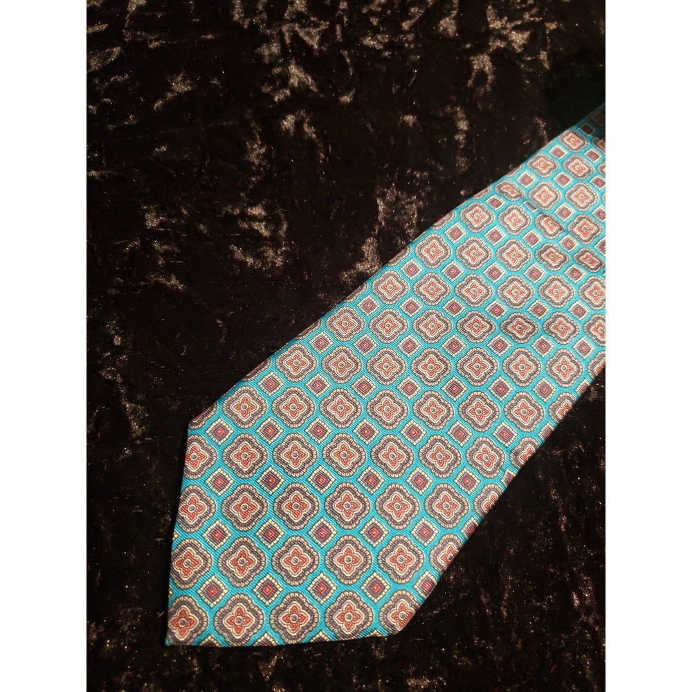 Hickok Neck Tie Geometric Pattern Turquoise Brown Career Wear Floral